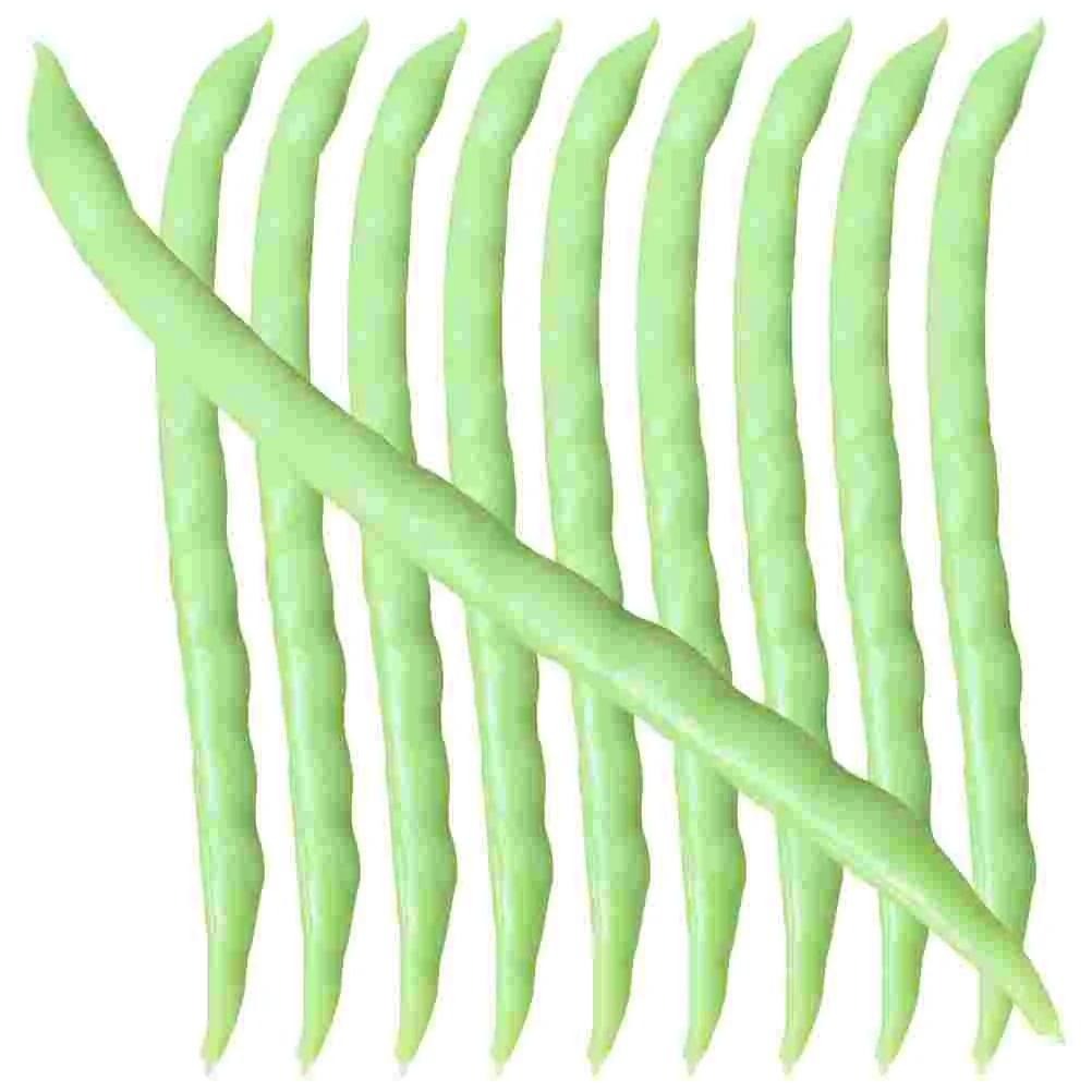 10 Pcs Outdoor Green Bean Model Ornaments Vegetable Display Props Pvc Simulation