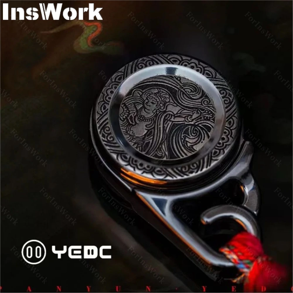 YEDC Zirconium Haptic Coin Ratchet Coins Dunhuang Co-branded Decompression Toys Metal Play EDC Toys Black Technology