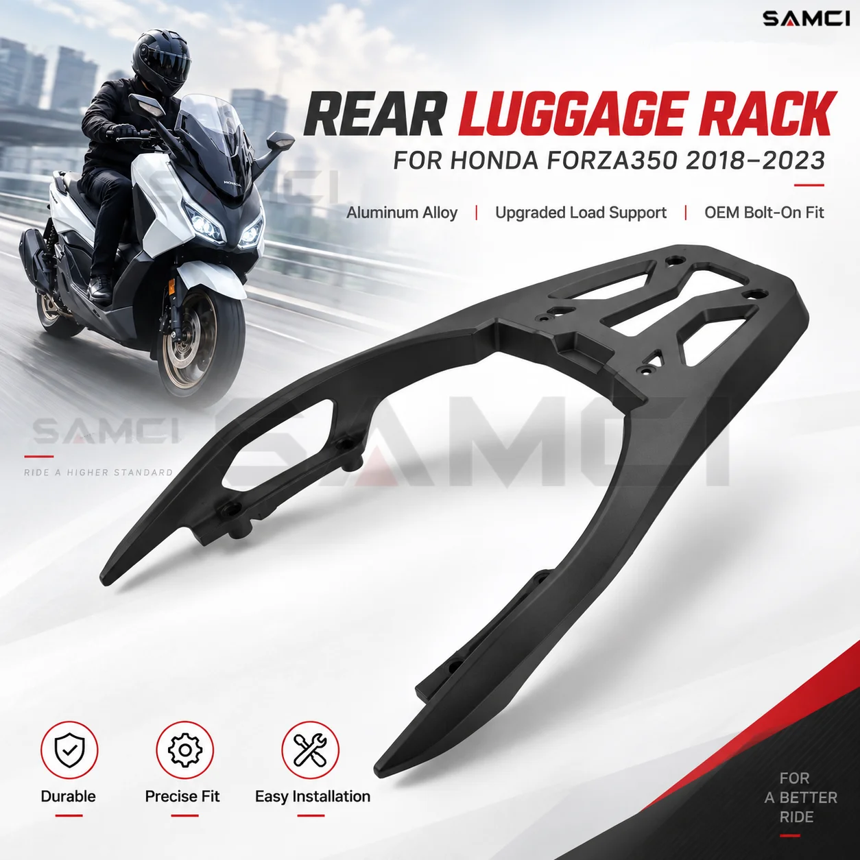 Per Honda Forza350 NSS350 Portapacchi Posteriore Per Carico Accessori Moto Ispessimento Portapacchi Esteso Piastra Staffa Scatola Superiore-image