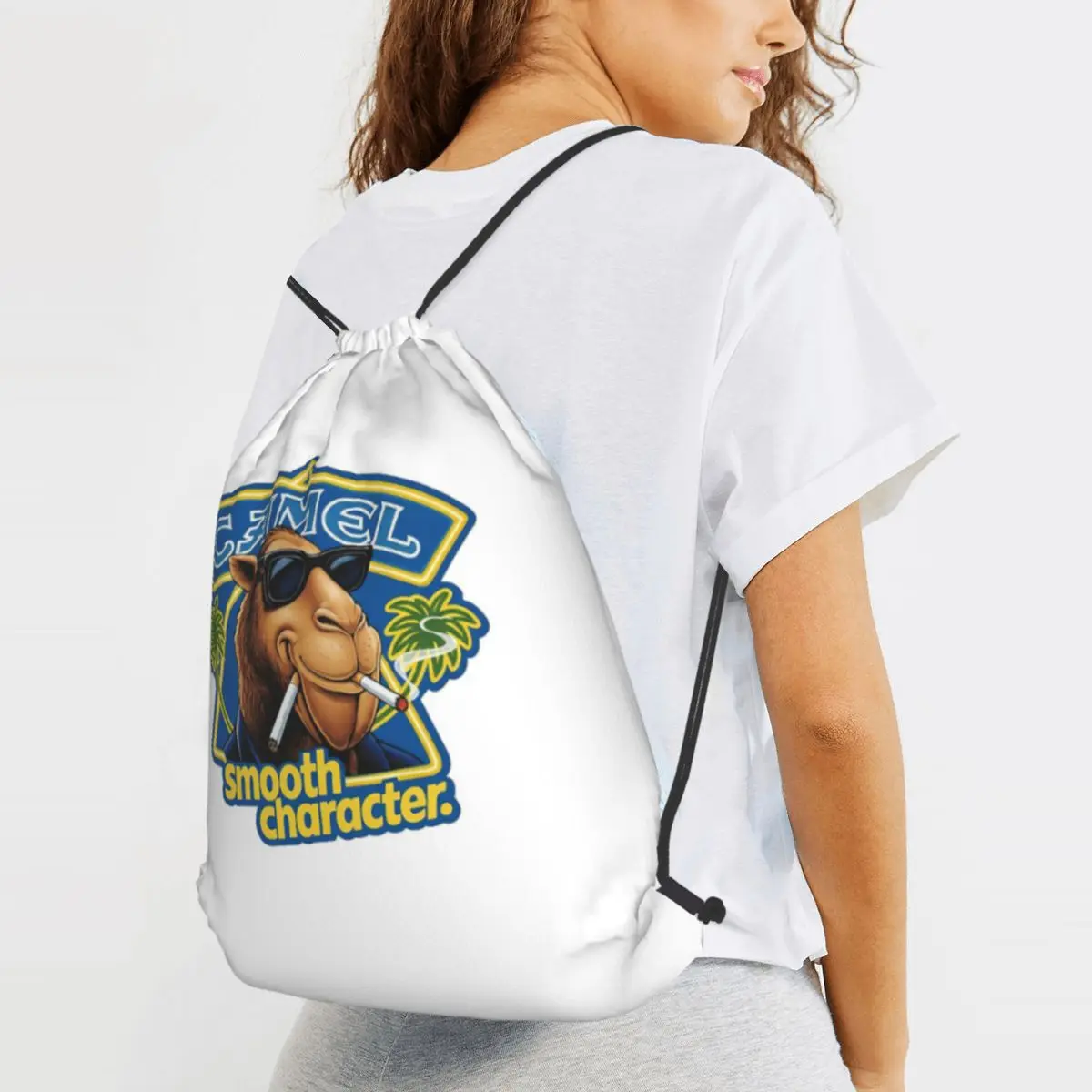 Joe Camel Tobacco Backpacks Casual Drawstring Bundle Pocket Sports Bag Book Bags for Travel Students