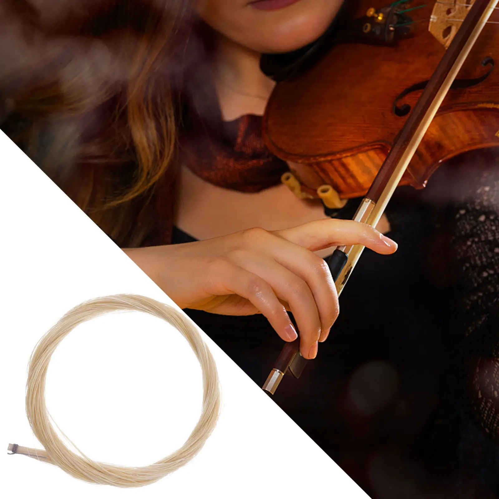 Horse Hair for Violin Erhu Musical Instrument Cello Bow Hairs Accessory Beginner's Horsehair - view 2