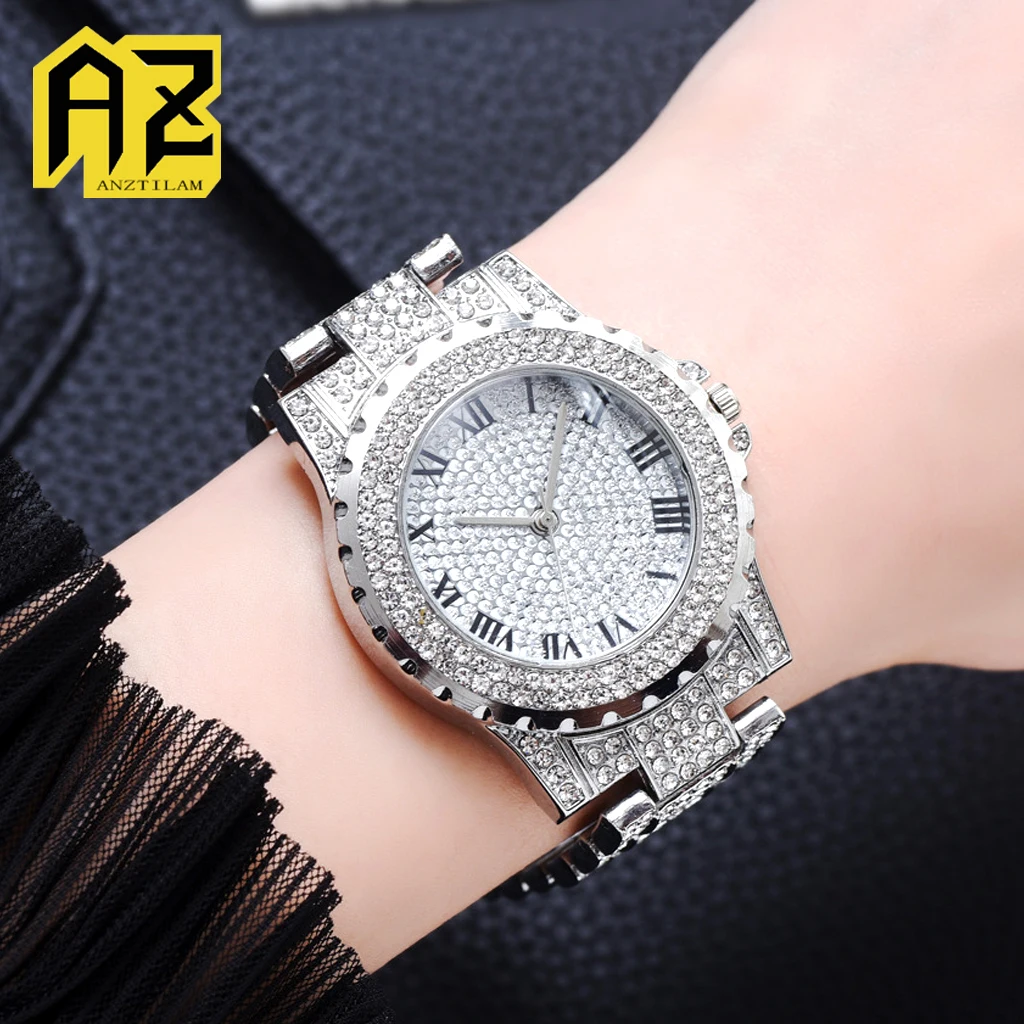 

Fashion Bling Quartz Iced Out Watch For Women Men Rhinestone Luxury Watch Hip Hop Wristwatch Gifts