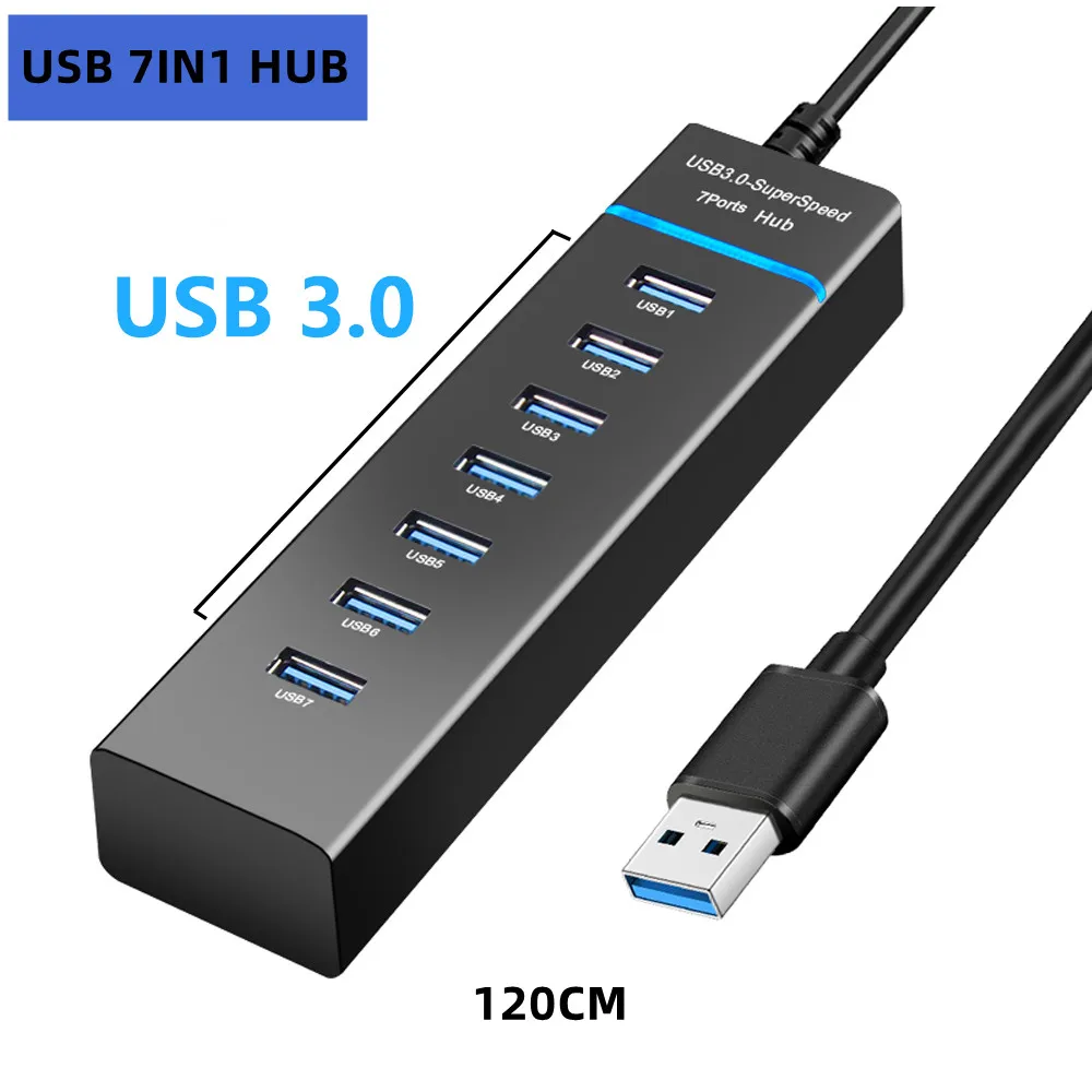 RUNBERRY Usb Hub 3 0 Extender High Speed  7 Port USB Splitter Multiport For Lenovo Xiaomi Macbook Pro PC Laptop Ac cessories