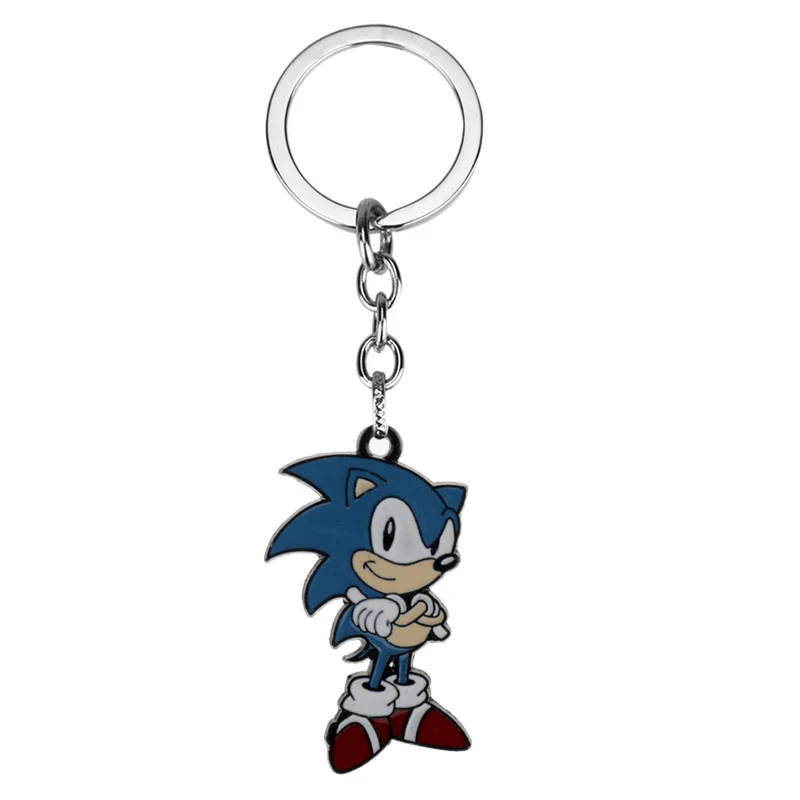 Cartoon Movie Sonics Necklace Keychain Kawaii Anime Figure Enamel Keyring Men Women Pendants Jewelry Accessories Gift