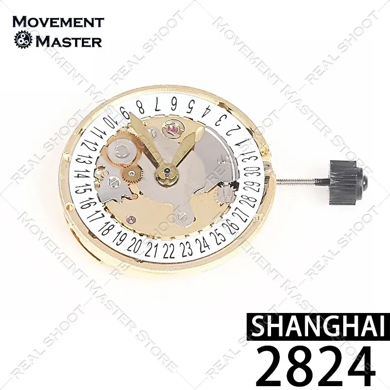 new Shanghai Caliber 2824 Automatic Mechanical Movement Date At 3 Silver Gold Watch Movement Accessories