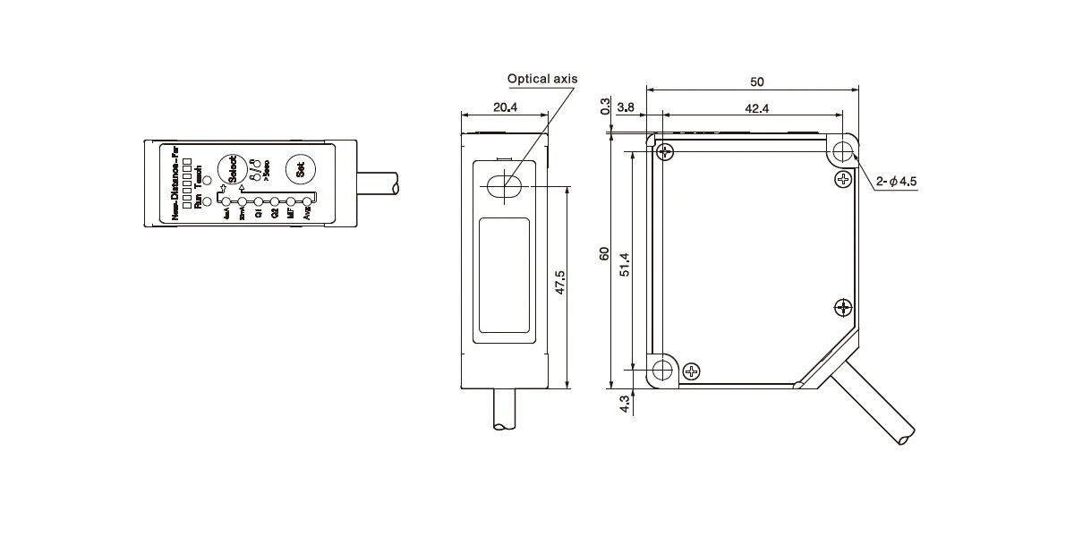 MINI Digital Display Triangulation measuring Akusense  Diffuse reflection Displacement Sensor 30mm 100mm 200mm