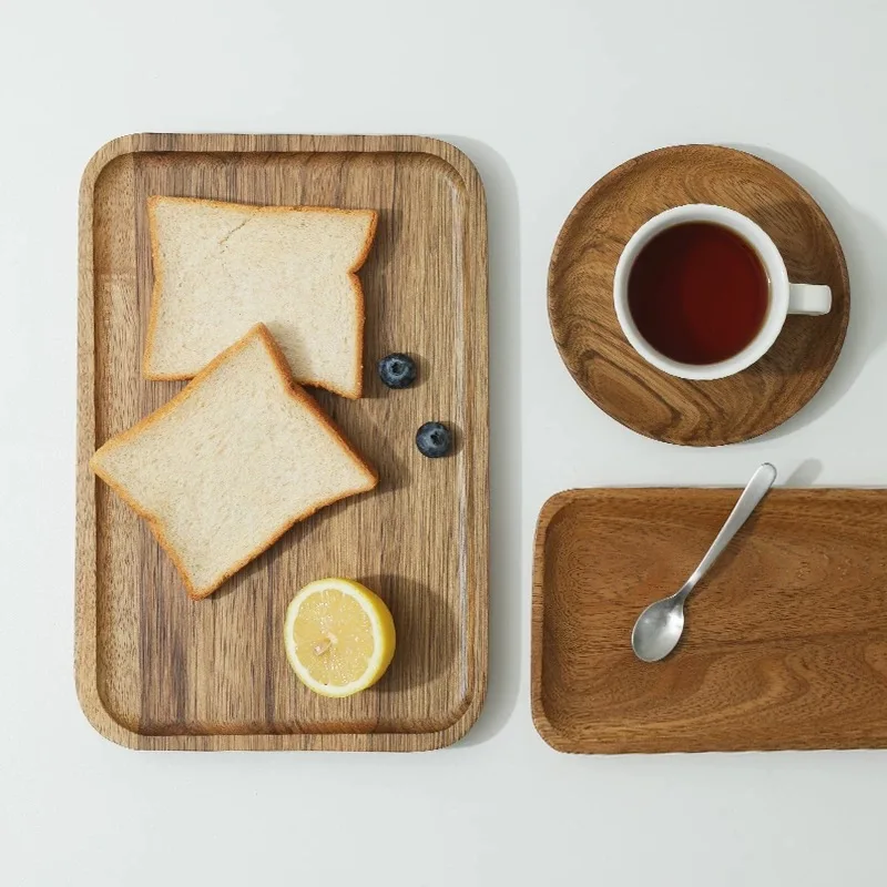 Japanese Zebra Wood Dessert Tray, Rectangular Tea Tray, Home Kitchen Accessories Wooden Tableware Snack Fruit Plate Cute Plate