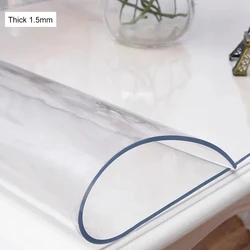 Toalha de mesa retangular transparente de pvc, 2.0mm, à prova d'água, cobertura de mesa à prova de óleo, pano de vidro macio, decoração de cozinha