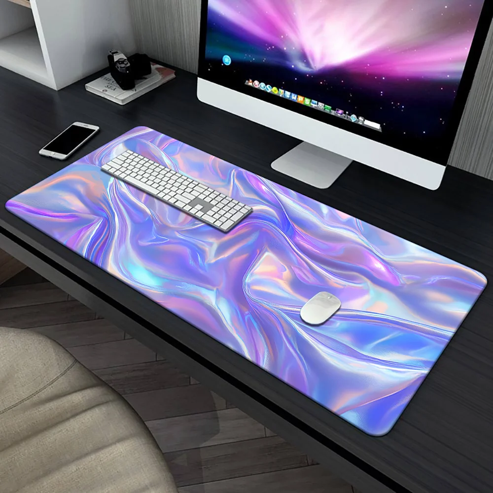 

Коврик для мыши Purple Ripples в лазерном стиле, большой резиновый противоскользящий коврик для ПК, настольные аксессуары, коврик для мыши для офиса и геймера, декоративный коврик для клавиатуры