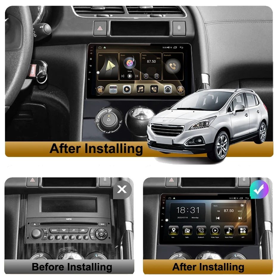 Car Radio for Peugeot 3008 2009-2015 Android 2 Din Stereo Receiver Auto Audio Multimedia Player WIFI 4G Carplay GPS Navigation