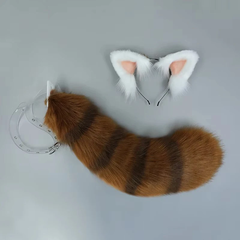Cosplay Pet Raccoon Cosplay Props Women Mens Ears Tail sets Festival Carnival Faux Fur Hair Wear Cute Cartoon Anime Accessories