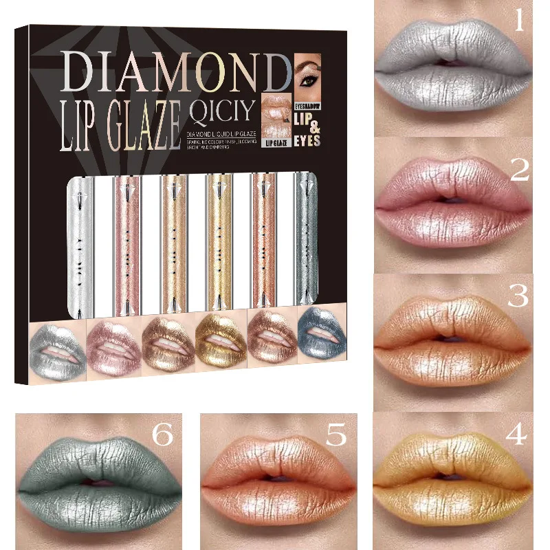6-Color Set: Diamond Shimmer Eyeshadow And Lip Gloss Natural Fine Sparkle Dazzling But Notexaggerated Beautiful And Dreamy