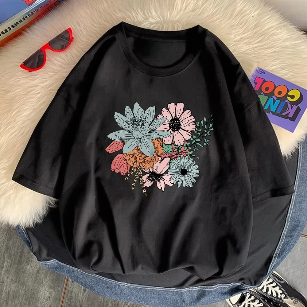 

Женская футболка In Spring Flowers Bloom in Full Bloom, забавная футболка с графическим рисунком, уличная футболка, индивидуальные топы, футболки с графикой