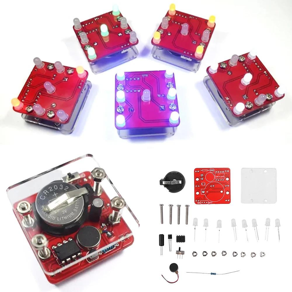 Diy Wobbling Led Dice Kit with Small Vibrating Motor Fun Electronic Soldering Practice Board Kit Beginner exercise kit