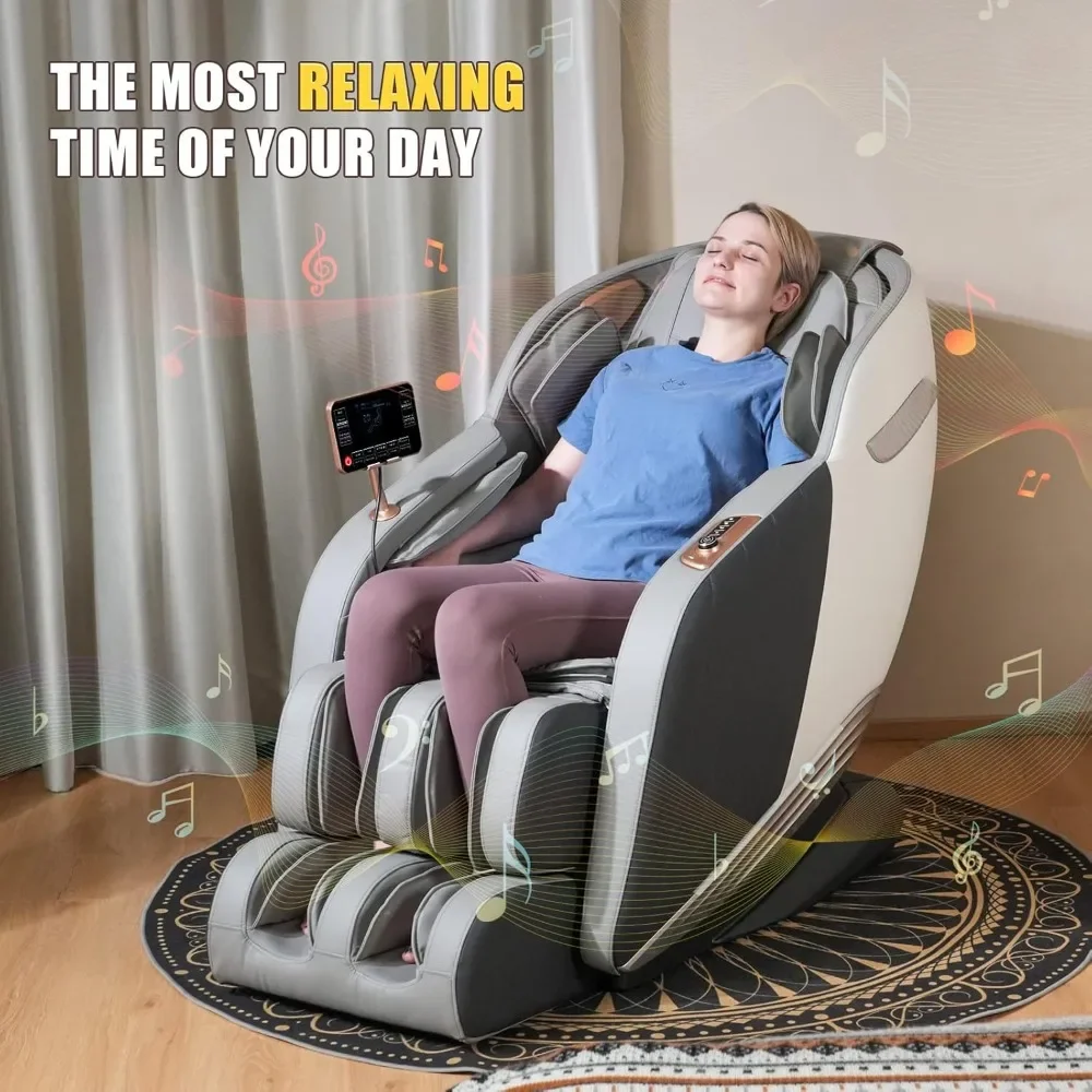 Massage Chair Full Body with Mat, Zero Gravity Massage Chairs, Back Heating, AI Voice Control, Thai Stretch, Deep Tissue Massage