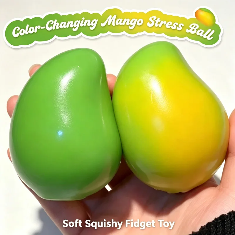 Color Changing Mango Squishy Fidget Toy Soft ASMR Sensory Squeeze Ball Sensory Fidget Toys Photochromic Stress Relief For Adults