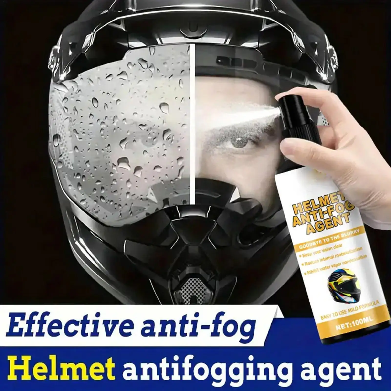 

100ml Helmet Anti Fog Spray With Towel For Lens Glasses Goggles Windshield Long-Lasting Defogger Waterproof Anti Fog Spray Agent