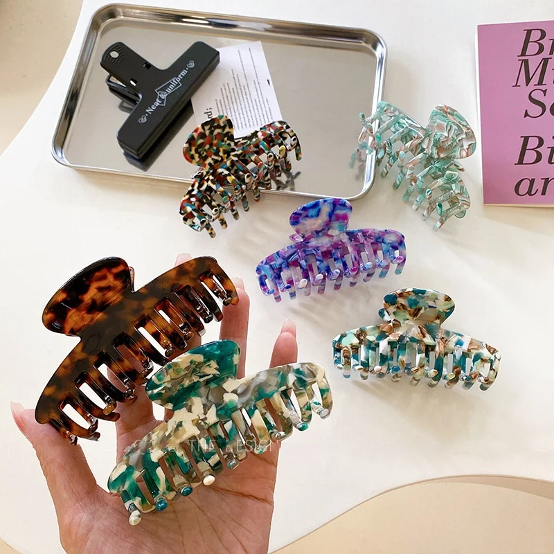 

New INS Style Acetate Print Hairpins Hair Clips Crab Large Size Hair Claws Clamp Barrettes For Women Hair Accessories Headdress