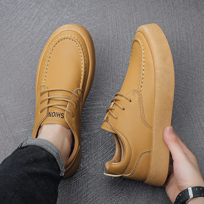 Hot Selling Heren Business Casual Schoenen Ronde Neus Jeugd Sneakers Effen Kleur Eenvoudige Platte Schoenen Super Fiber Gezicht Gevulkaniseerde Schoenen