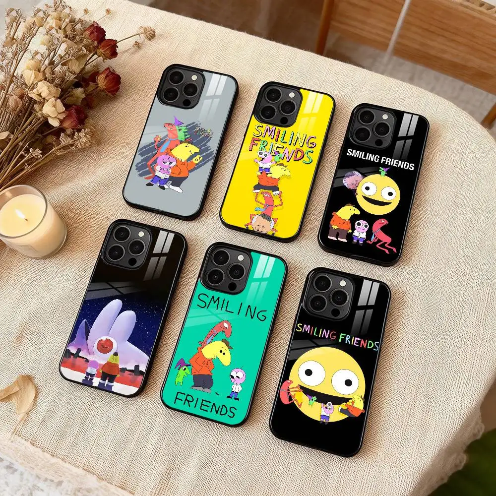 

Cartoon S-Smiling friends Phone Case For iPhone 17 16 15 14 13 12 Pro Max Plus for Magsafe Mirror Wireless Magnetic Cover