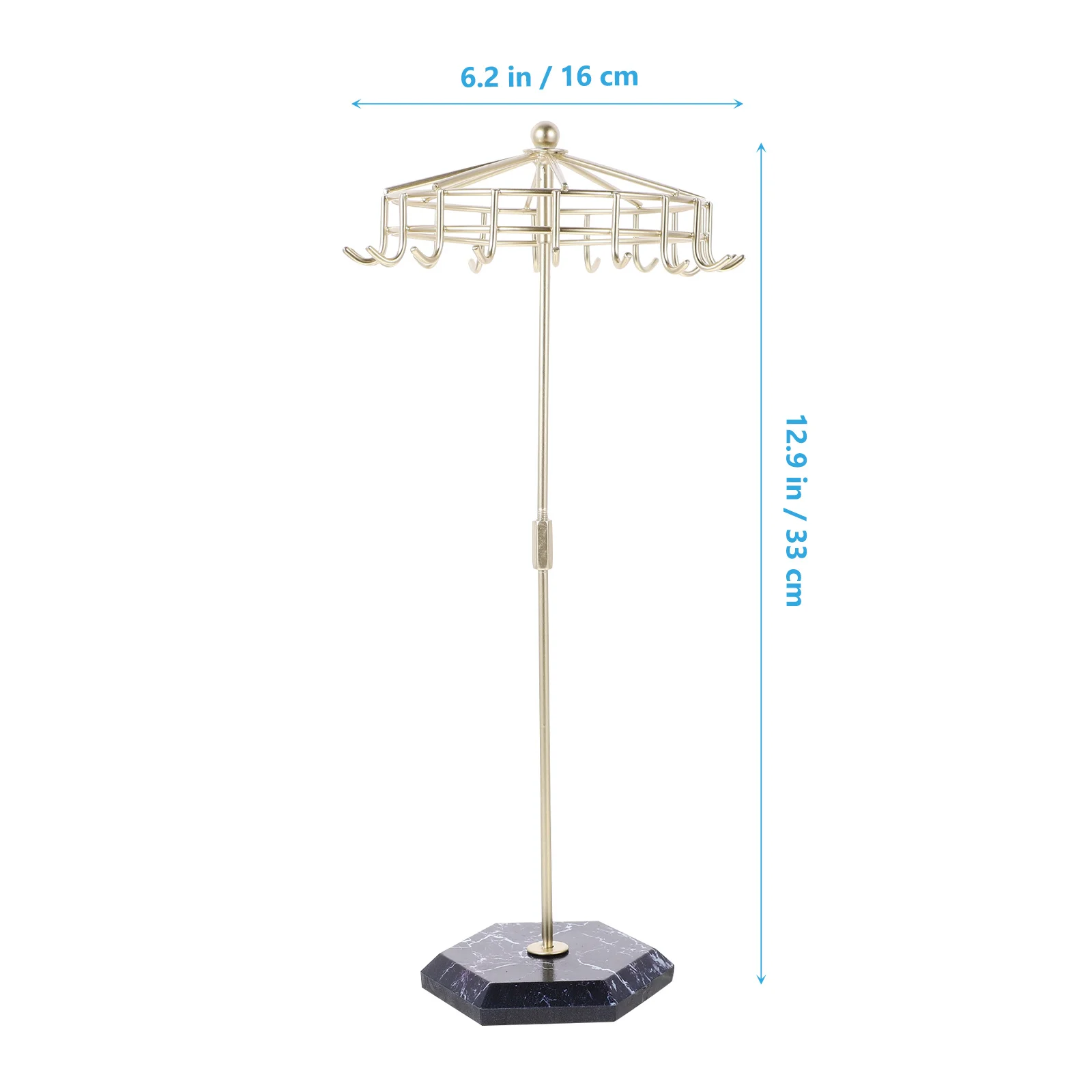 

Hanging Jewelry Organizer Umbrella Shaped Necklace Display Stand Rust-Resistant Stable Base Earring Bracelet Ring Storage Rack