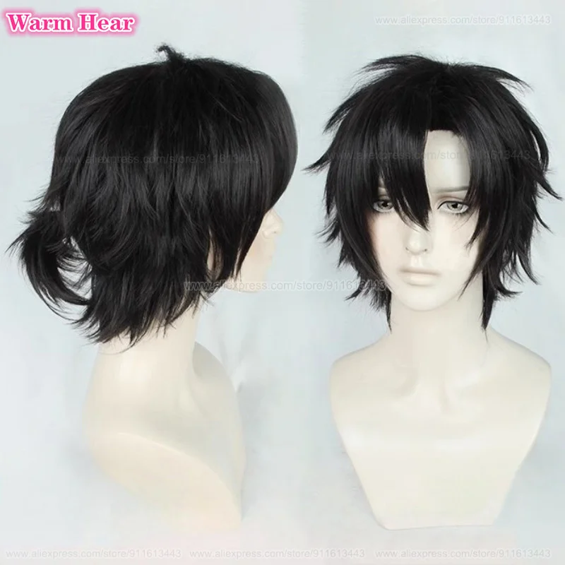 Cheng Xiaoshi Synthetic Hair Anime Short 30cm Black Siad Part Tie Hair Charles Heat Resistant Hair Halloween Cosplay Anime Wigs