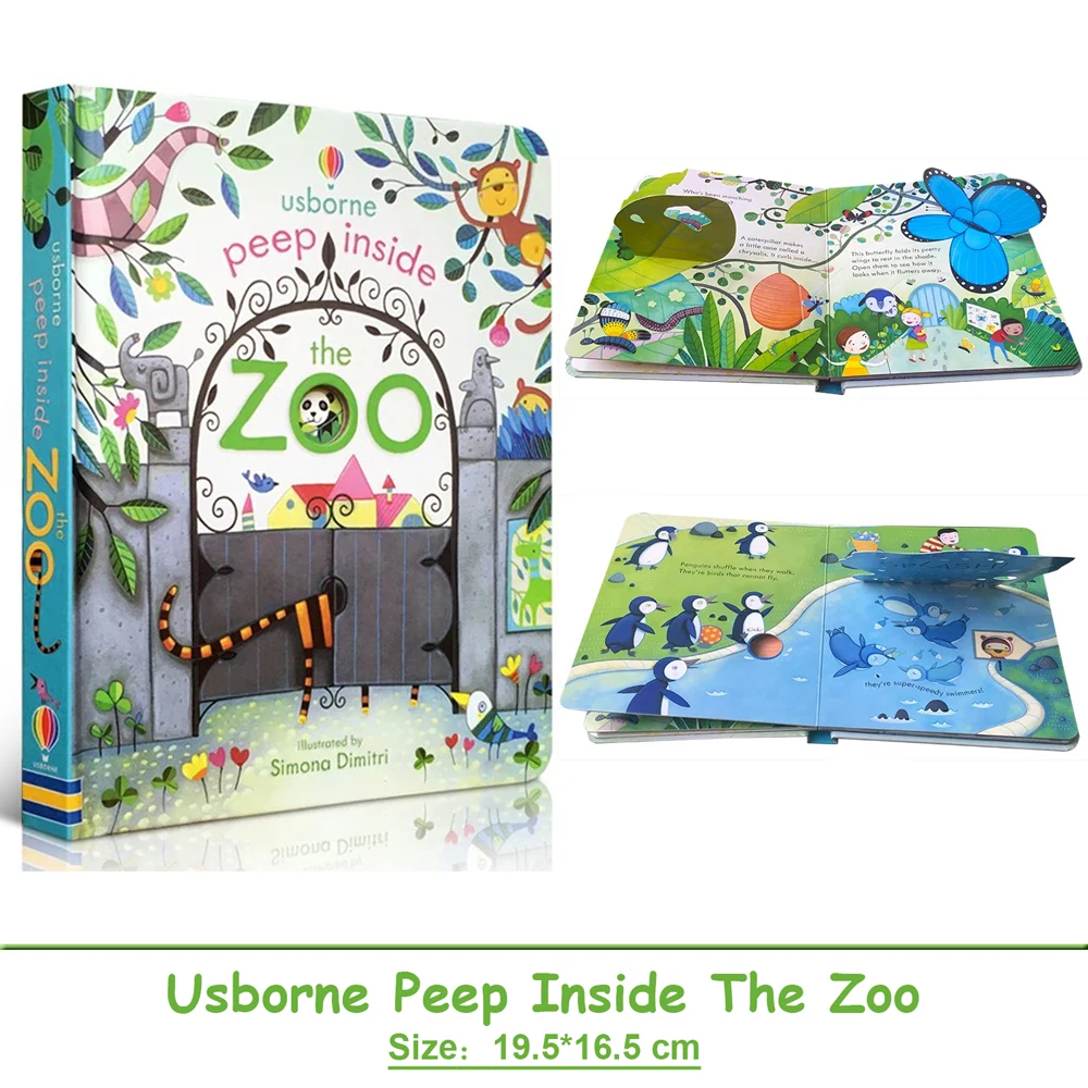 

Usborne Peep Inside The Zoo Montessori Educational English Books for Kids Children 3D Flap Bedtime Reading Picture Book