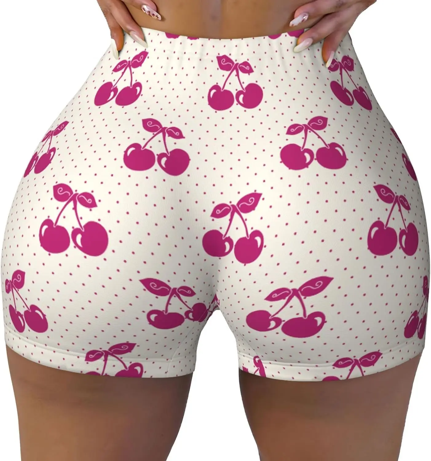 Colorful Mushroom Floral Moth Women Workout Shorts High Waisted Booty Stretch Yoga Running Athletic Fitness Shorts