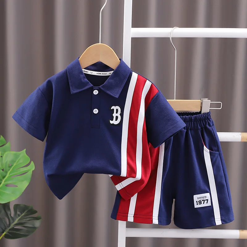 

Summer Fashion Fashion Clothes Baby Letter Boy Summer Clothes Casual Handsome Boy Short Sleeve Set Small Children Two-piece Set