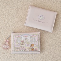 Vintage Bear and Rabbit Short Wallet Multi Slot Portable Coin Purse PU Card Holders Girl Money Bag