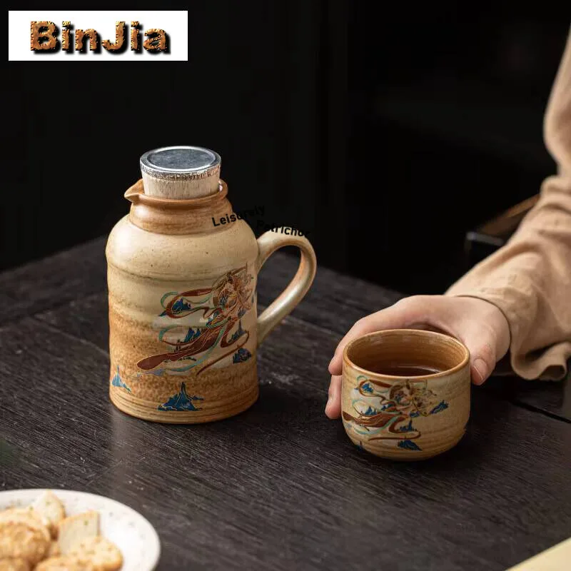 

600ml Dunhuang Giant Buddha Small Warm Pot For Office Large Capacity Tea Insulating Bottle Outdoor Kung Fu Accessories Supplies