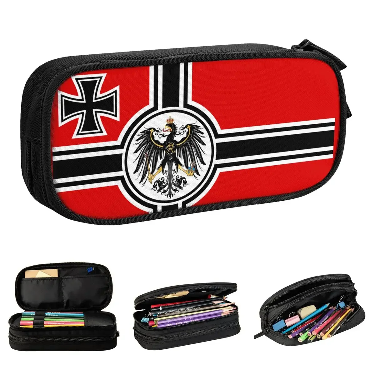 German DK Reich Empire Of Flag Pencil Case Classic Germany Proud Pen Holder Bag Student Big Capacity Office Cosmetic Pencilcases