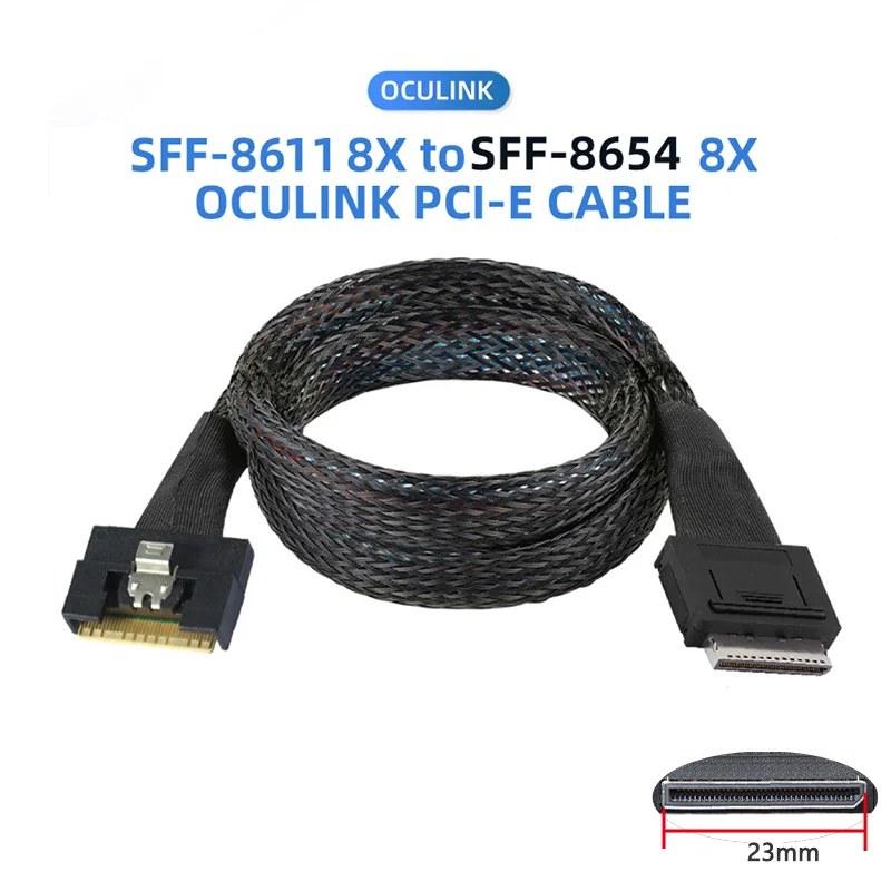 

MDR PCIe PCI-Express Oculink SFF-8611 8i Male to SFF-8654 8i 8x Male Slimline SSD Data Active Cable 50cm