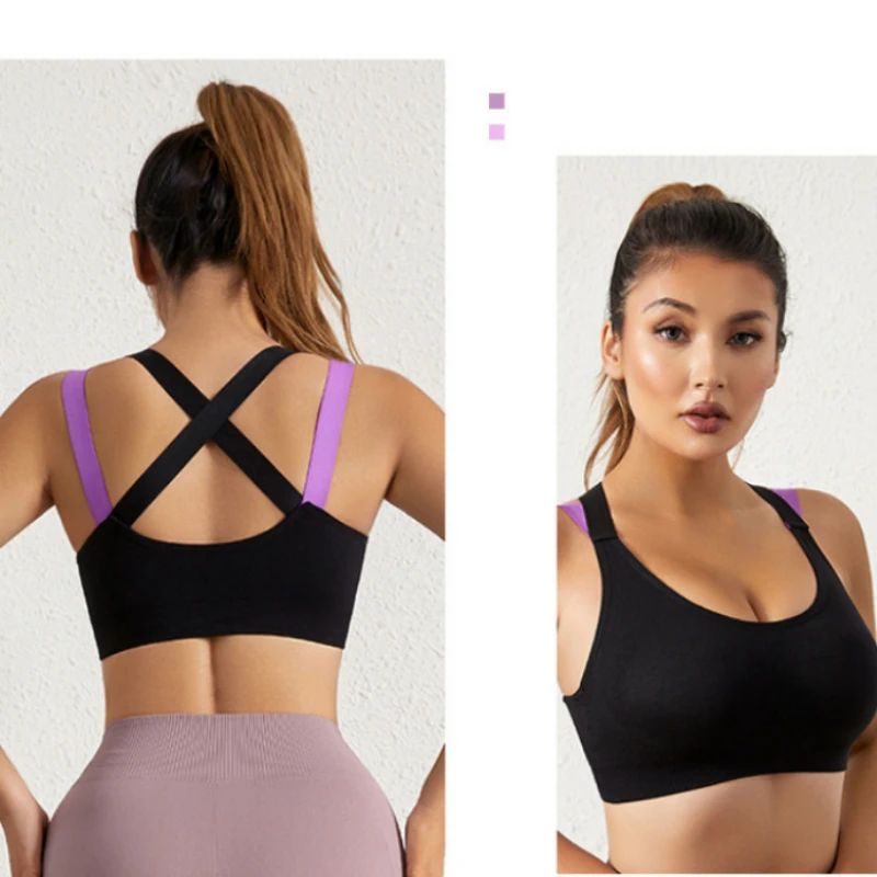 Women Seamless Bra Sports Fitness Yoga Bra Shockproof Gathering Yoga Sexy Crop Top Wearing No Steel Ring Underwear Beauty Back