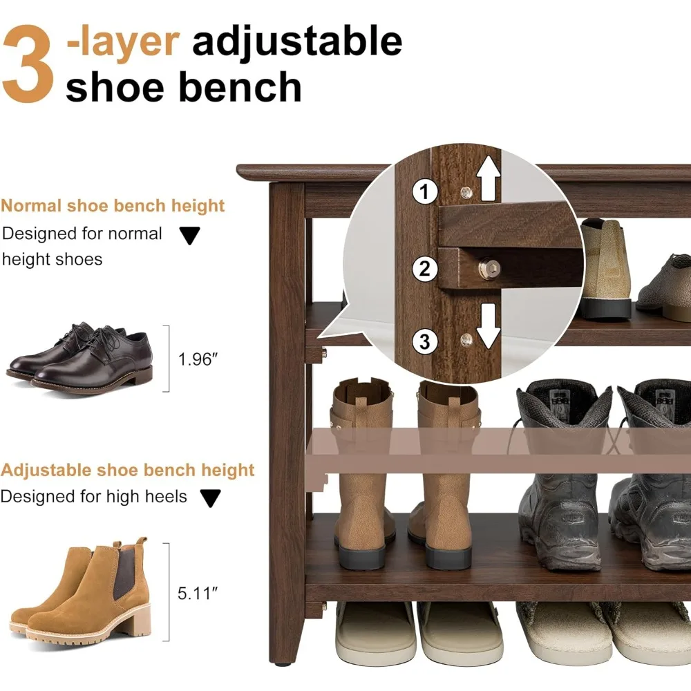 Очень большая скамейка для прихожей из массива дерева с 4-х уровневым местом для хранения обуви