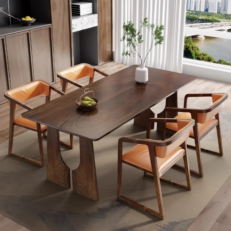 

Обеденный стол из массива ореха, прямоугольный обеденный стол из необработанного дерева, стул, письменный стол, офисный стол