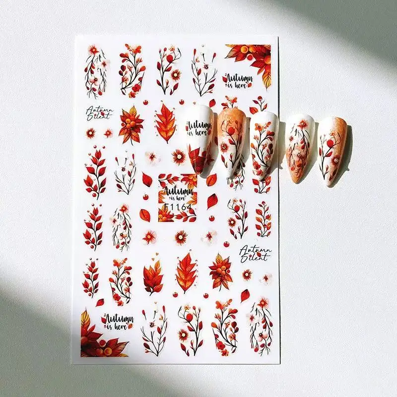 1 pz adesivo per unghie fiore 3D foglia d'acero [metallo forniture per nail art decalcomanie DlY adesivi colorati per decorazioni per nail art con farfalla
