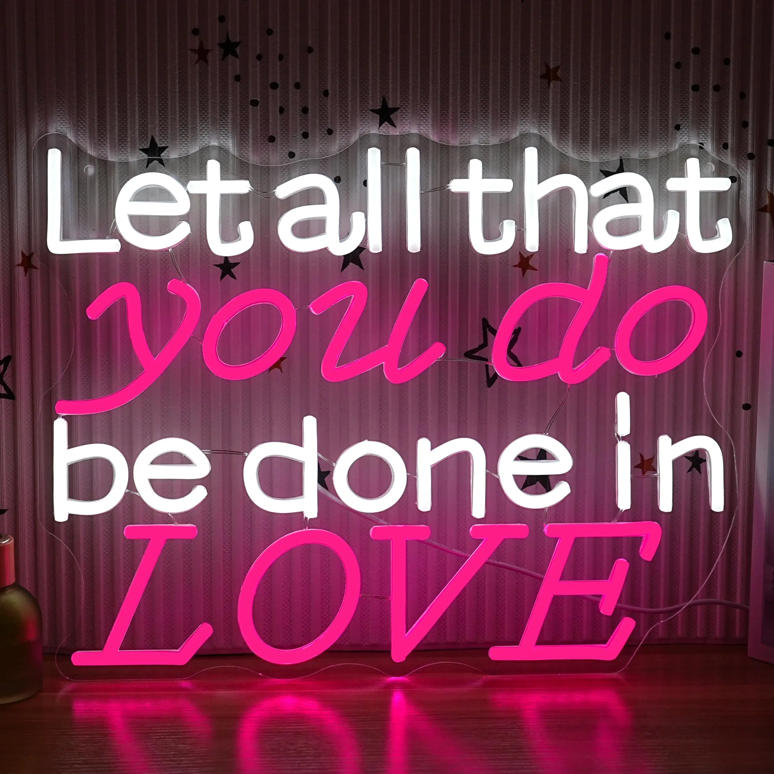 

Неоновая вывеска Let All That You Do Be Done In Love Светодиодная вывеска Иисуса для спальни, кафе, бара, отеля, свадебной церкви