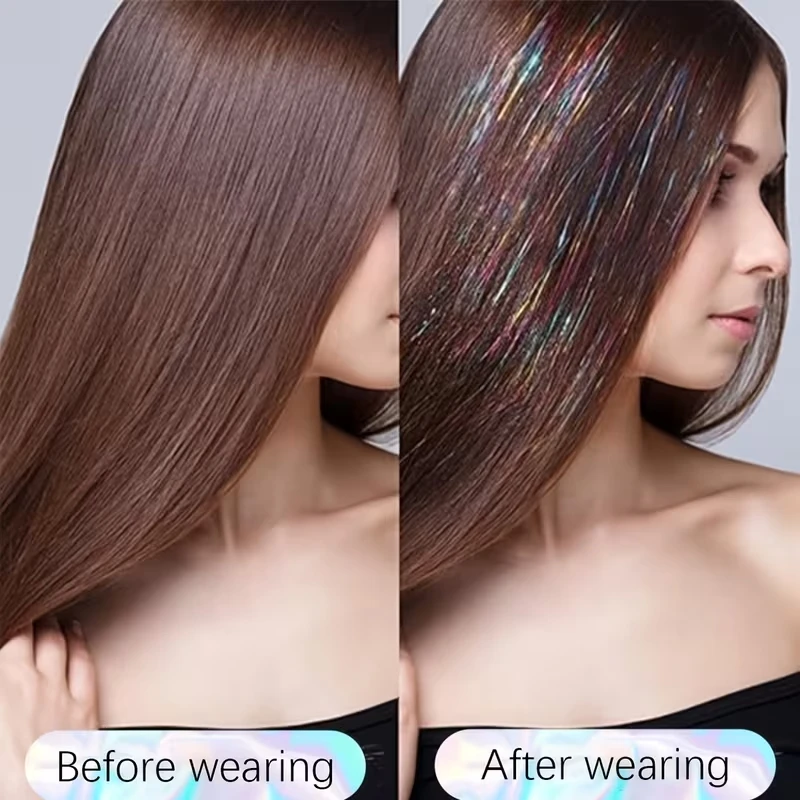 Extensiones de cabello sintético de 24 pulgadas, juego de 3 piezas, con clips, largas y rectas, con mechas de colores para fiestas, para uso diario de mujeres 5