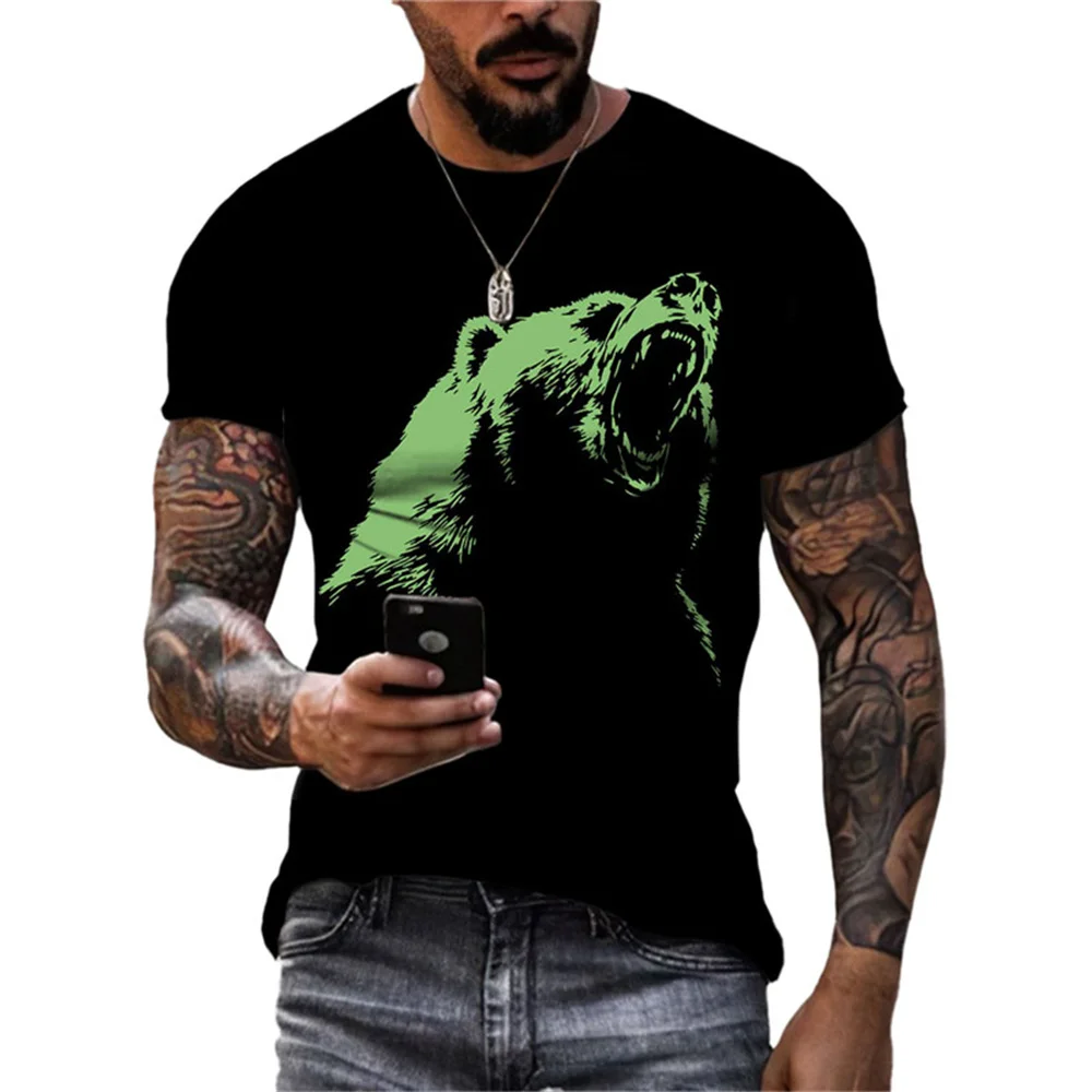 

3D Printed Tiger Pattern T-shirt Top Fashion Men's Animal Pattern T-shirt Super Street Headwear Round Neck Fashion Clothing