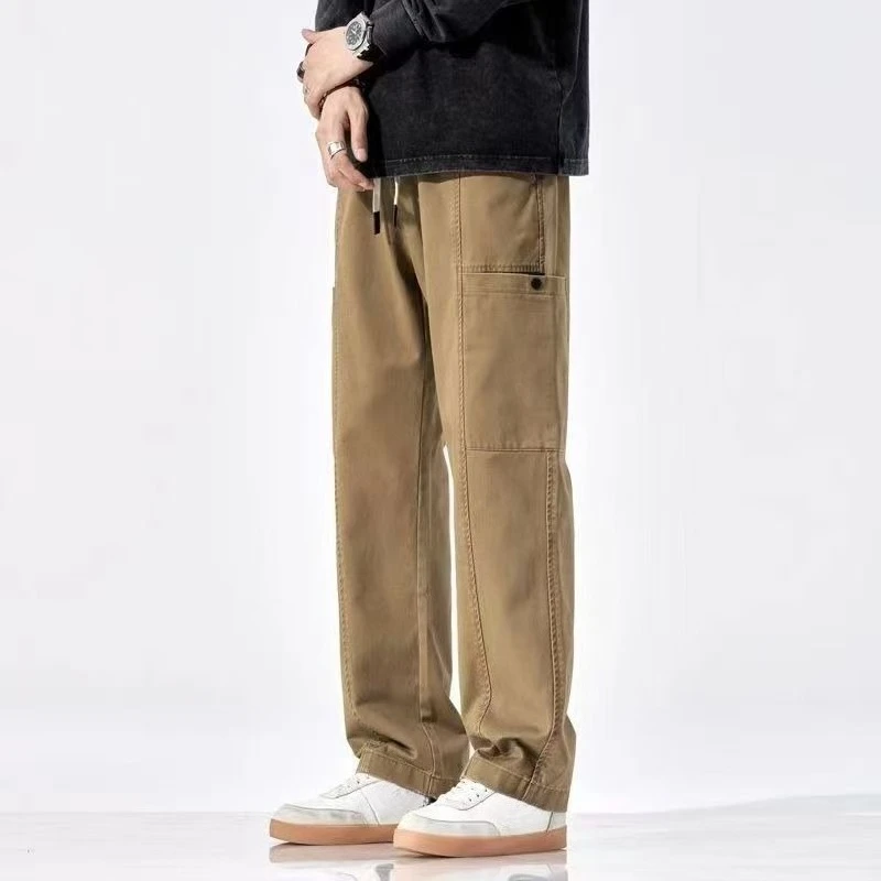 สีดํา Hip Hop กางเกงสําหรับชายฤดูใบไม้ร่วงฤดูหนาวตรงกางเกงลําลองแฟชั่นคุณภาพสูง Harajuku กางเกงหลวม Man