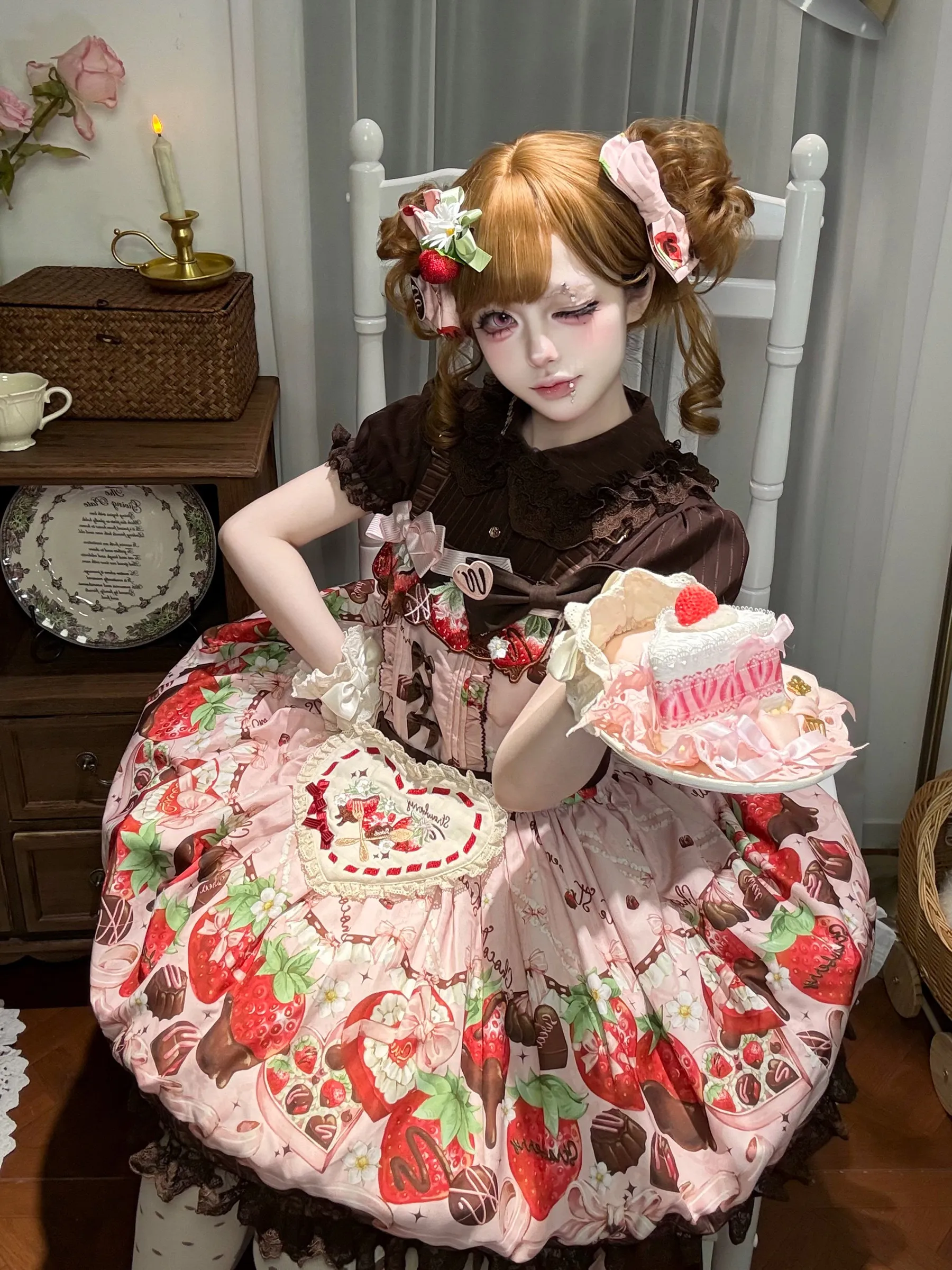 Women Sweet Lolita Blouse Lace Ruffle Collar Puff Sleeve Shirt 2026 Spring and Summer New Sweet Girls Short Sleeve Top