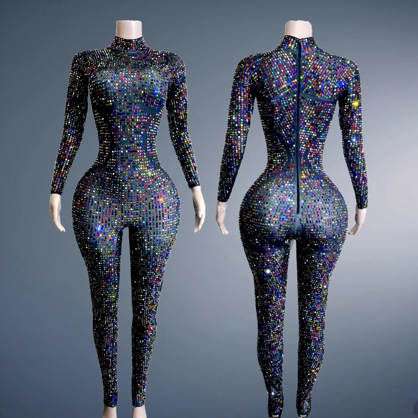 Mono Sexy lujoso con diamantes de imitación para mujer, traje de baile para discoteca, espectáculo de actuación, traje de fiesta, Drag queen