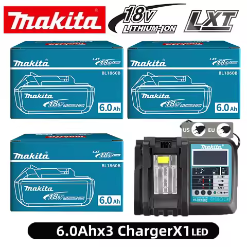 100% original Makita battery, 18V 6.0Ah rechargeable battery, replacing Makita BL1830BL1840BL1850BL1860B, power tool battery