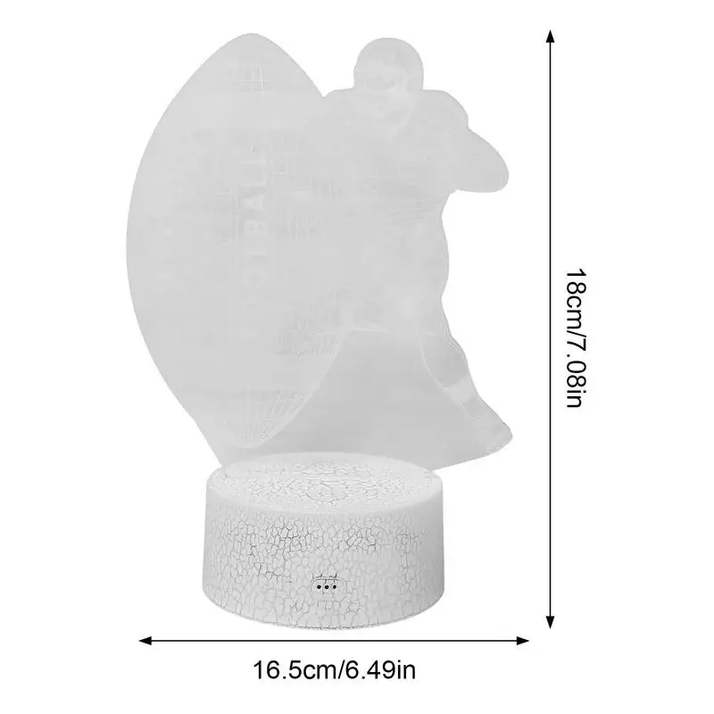 Veilleuses LED Rugby 3D, 16 couleurs, lampe proxy, sûre et inoffensive, chargement USB