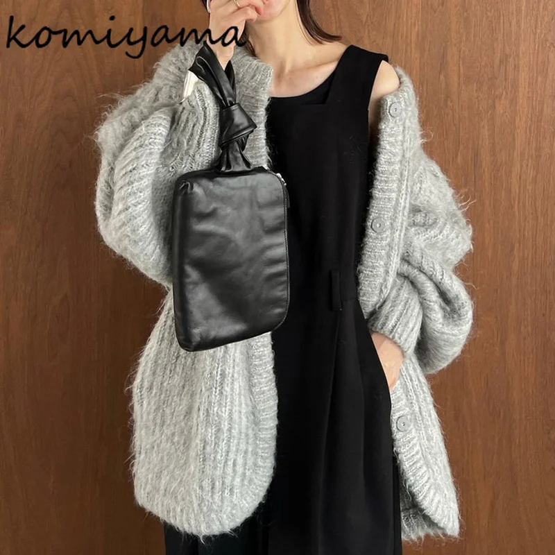 Spring Winter Warm Fashion Knitted Cardigan Mujer O Neck Long Sleeve Sweater Women Solid Color Loose Casual All Match Tops