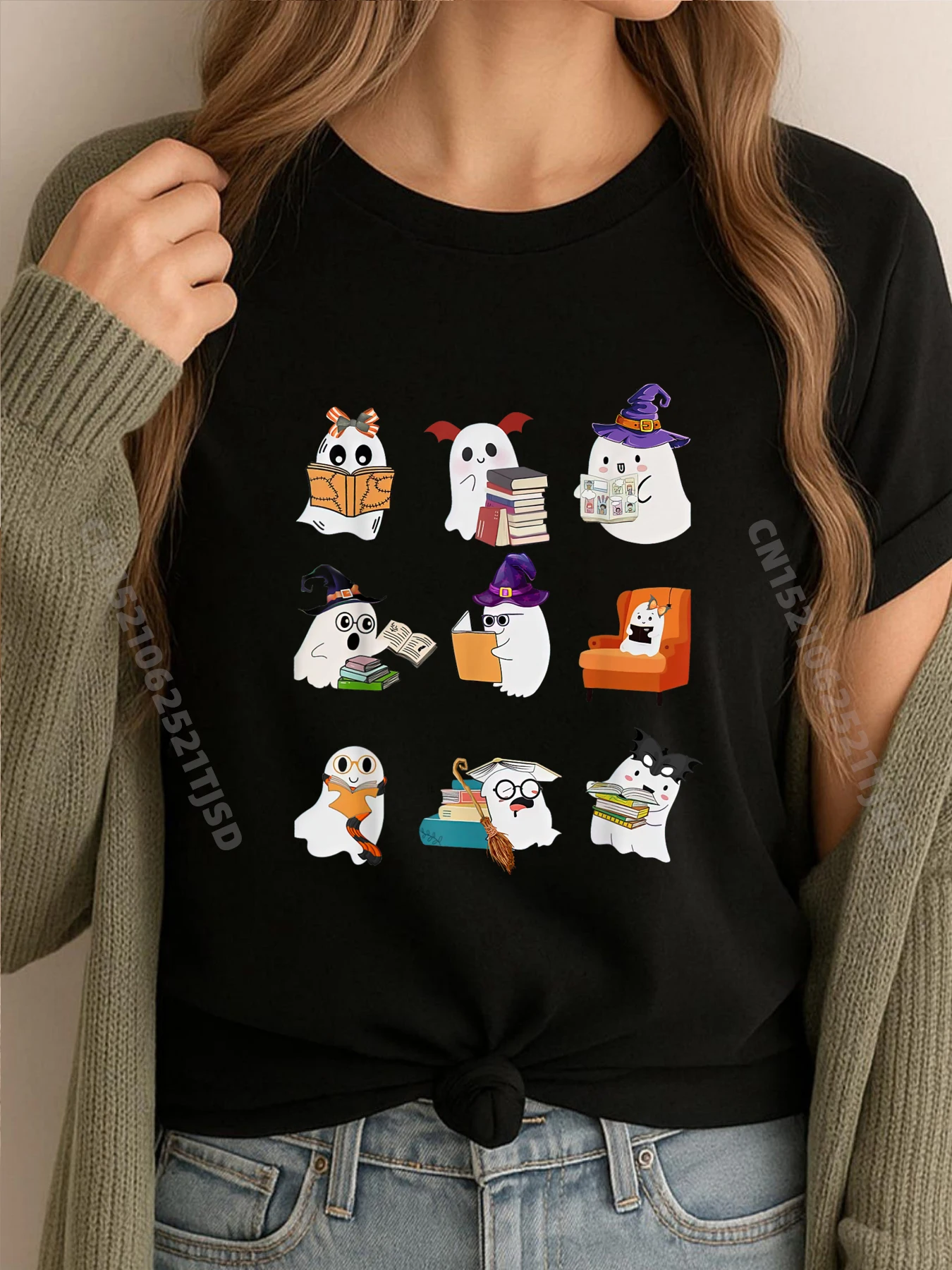 

Призраки читают книги учитель Хэллоуин библиотекар милые букеты графическая футболка хлопковая дышащая футболка с принтом