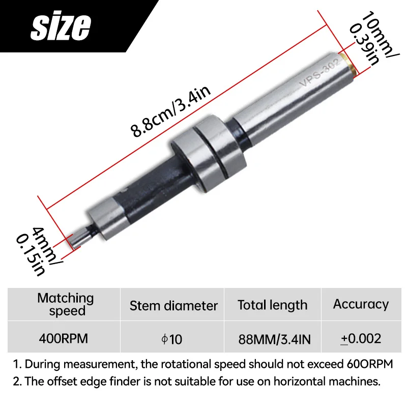 Mechanical 10MM HSS Edges Finder For Milling Lathe Machine Touches Point Sensor Including Milling Cutter