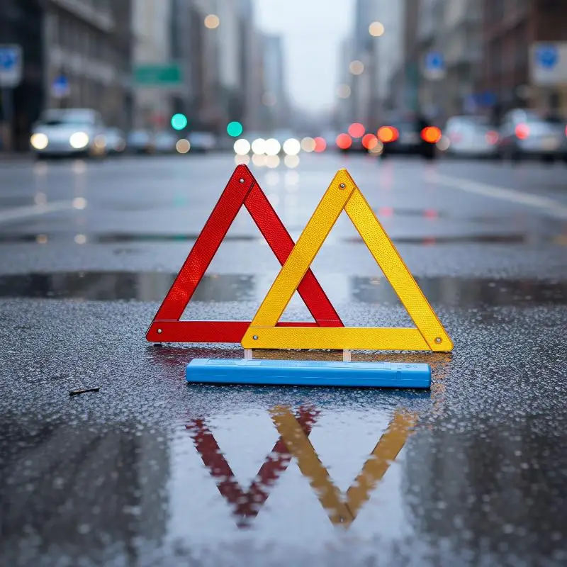 @*Heavy Duty Emergency Warning Triangle Stable Metal Bracket High Reflective Road Safety Device for All Vehicles