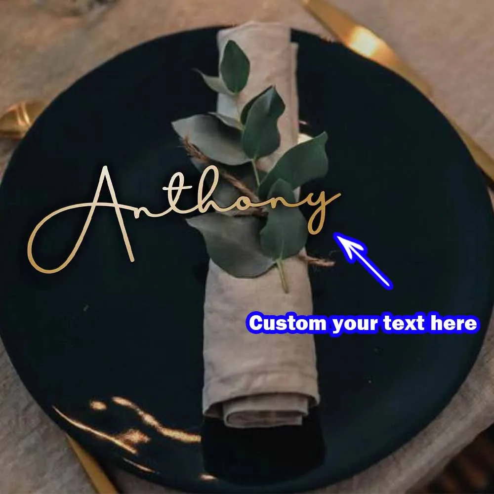 Custom Place Card - Personalized PMMA Metallic Shine Name Laser Engraved DIY Decor for Banquets, Weddings & Elegant Gifts, Uniqu